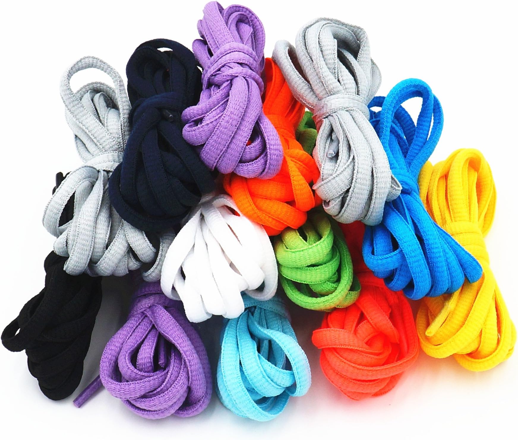 Saliency Half Round Shoelaces for Sneakers and Shoes 12 Pairs (Assorted Colors)