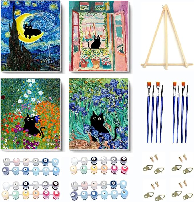 Amazon.com: VIGEGU 4 Pack Paint by Numbers Kit for Adults Framed Canvas ...