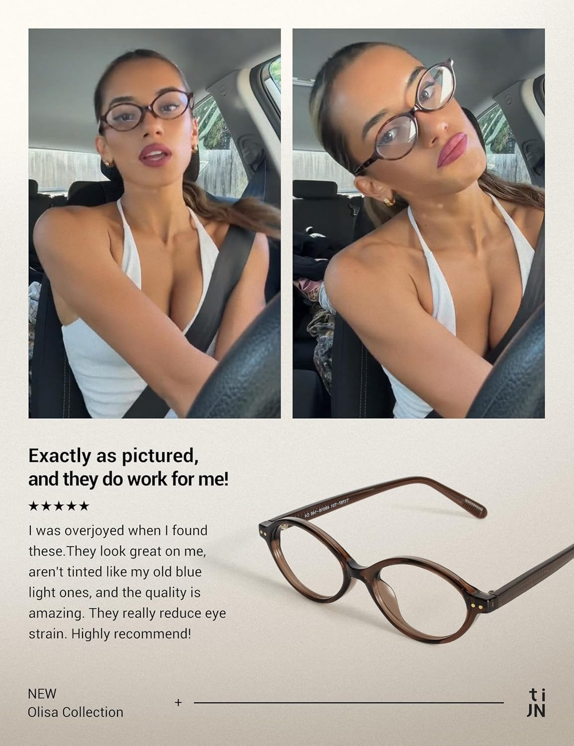 TIJN Olisa Blue Light Blocking Glasses for Women Men,Oval Glasses Frame Bluelight Glasses for Gaming/Computer/Screen - Image 2