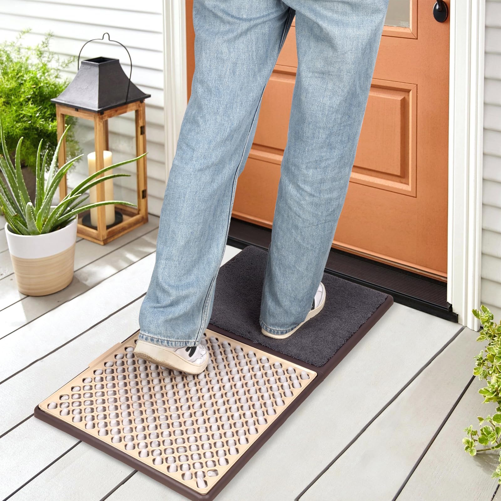 Zinovo 2 in 1 Shoe Disinfectant Mat with Cleaning and Sanitizing - Non-Slip Entryway Welcome Rug for Indoor Outdoor, Kitchen, Classroom, Restaurant, 18x33 inches