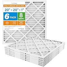 LotFancy 20x20x1 Air Filter MERV 8 6-Pack, Actual Size 19.75"x19.75"x0.75", Electrostatic Pleated Furnace & AC Filter, Captures Dust, Pet Hair, Pollen