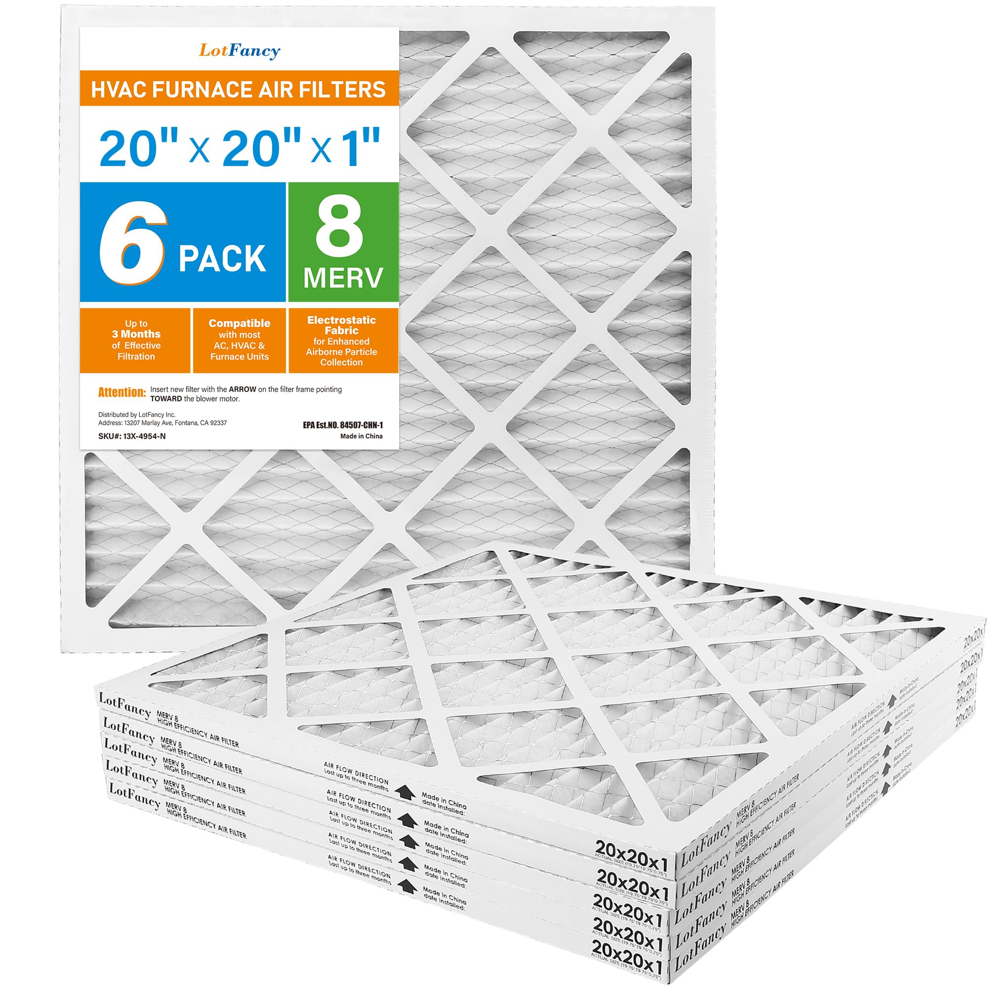 LotFancy 20x20x1 Air Filter MERV 8