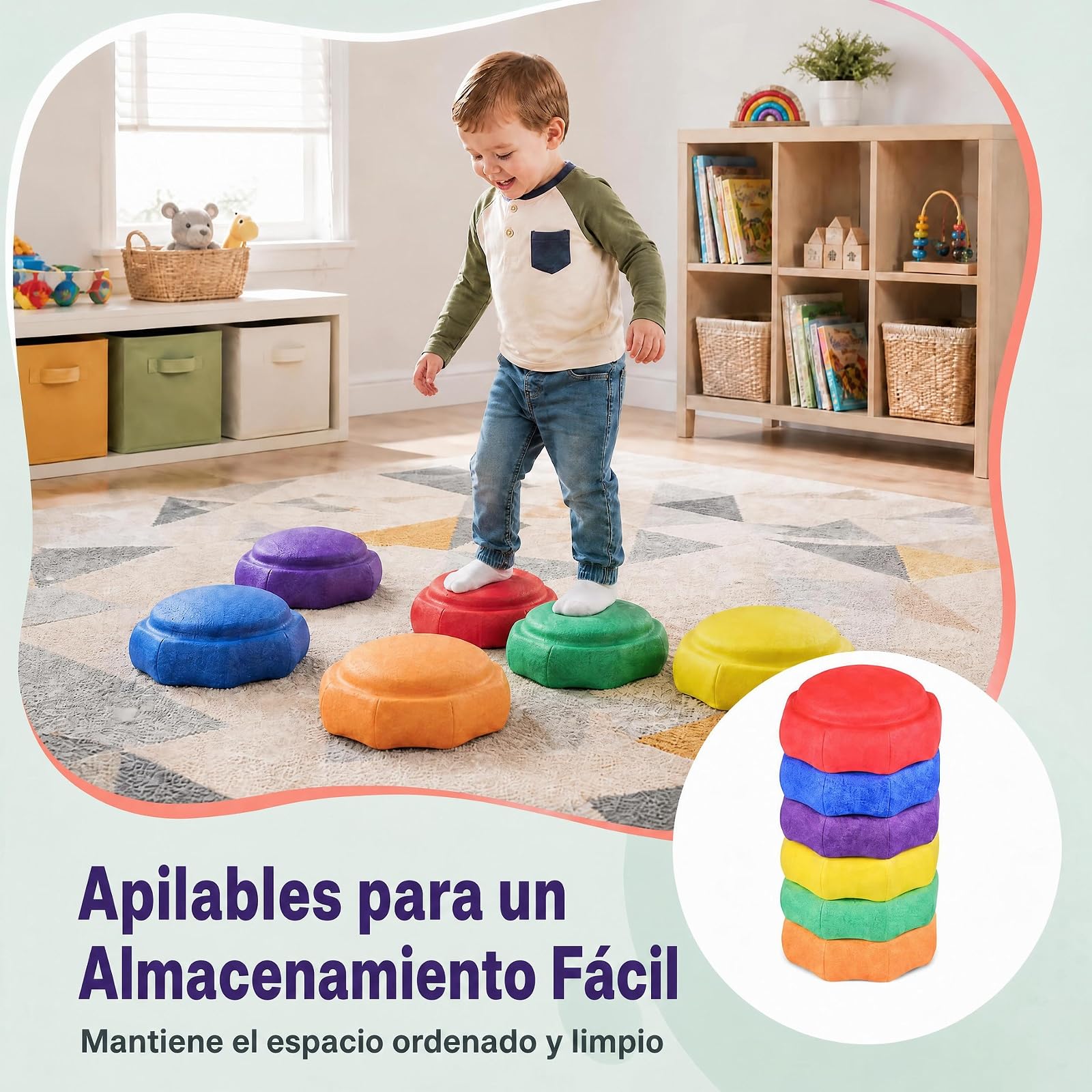 GOPLUS Piedras de Equilibrio para Niños 3+ Años, Carga 80 kg, Multicolor