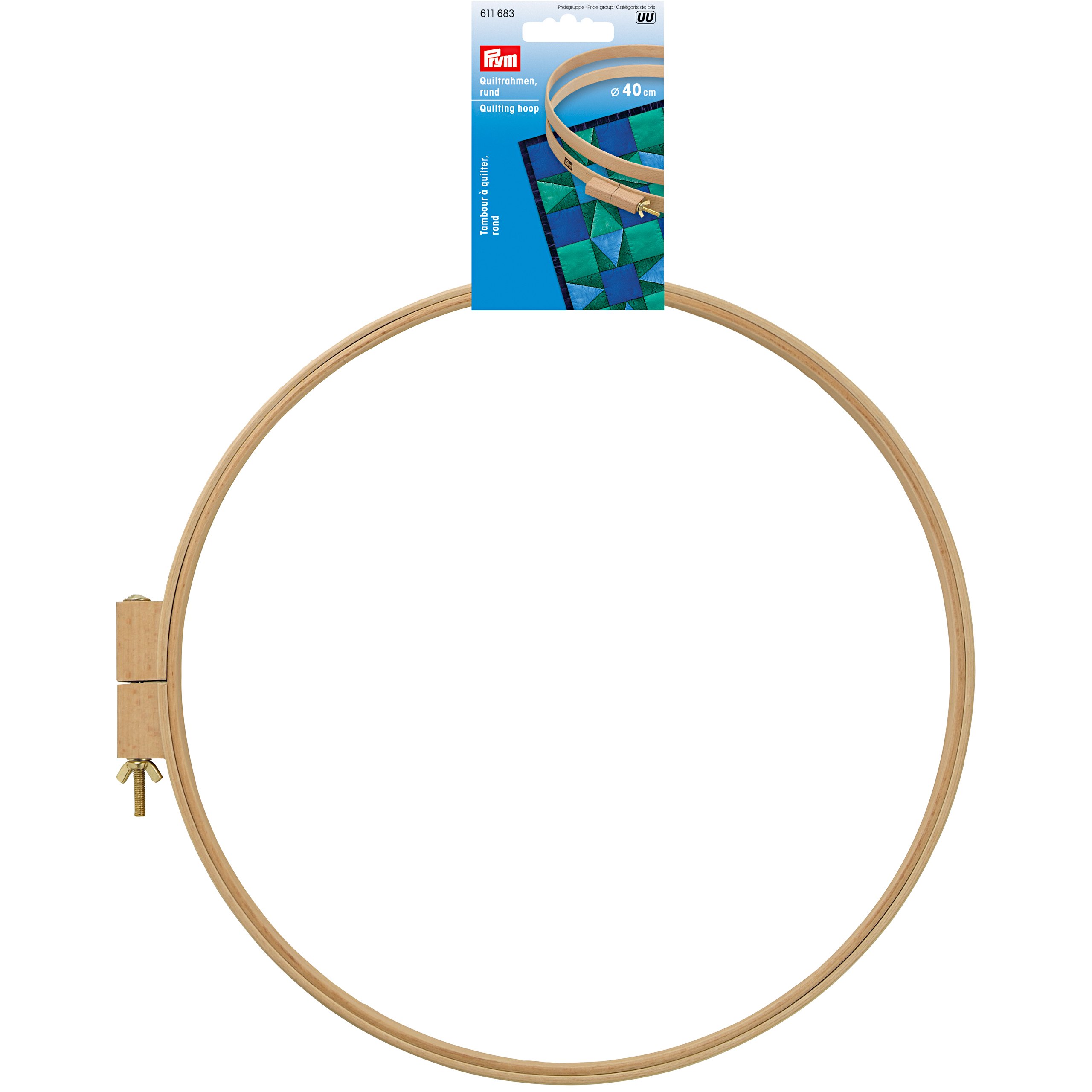 Prym 611683 Tambour à Quilter Bois de hêtre avec vis, 23mmx40cm, Beige
