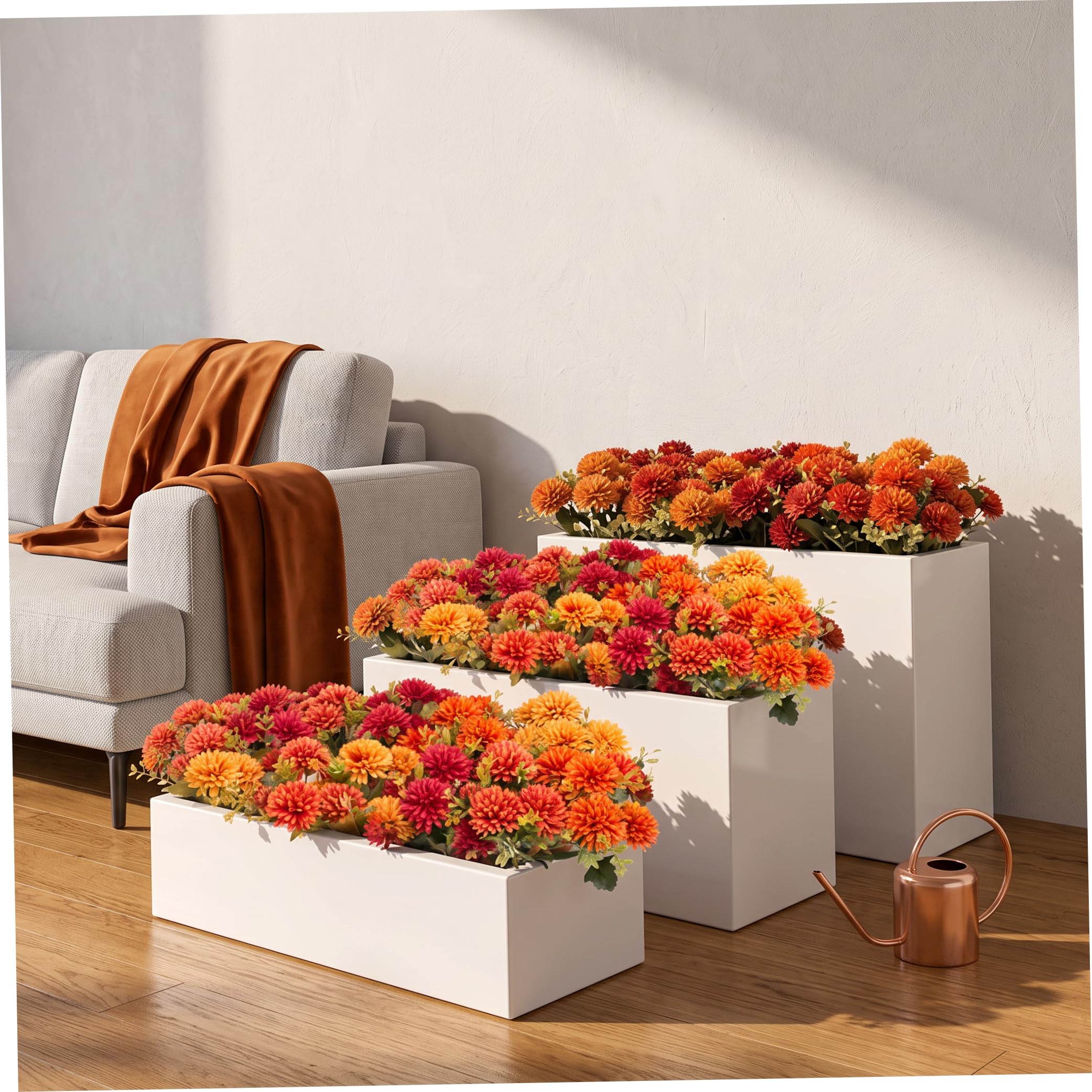 Chrysanthemen, künstliche Blumen, 12 Stück, lebensechte Herbstblumen für die Dekoration