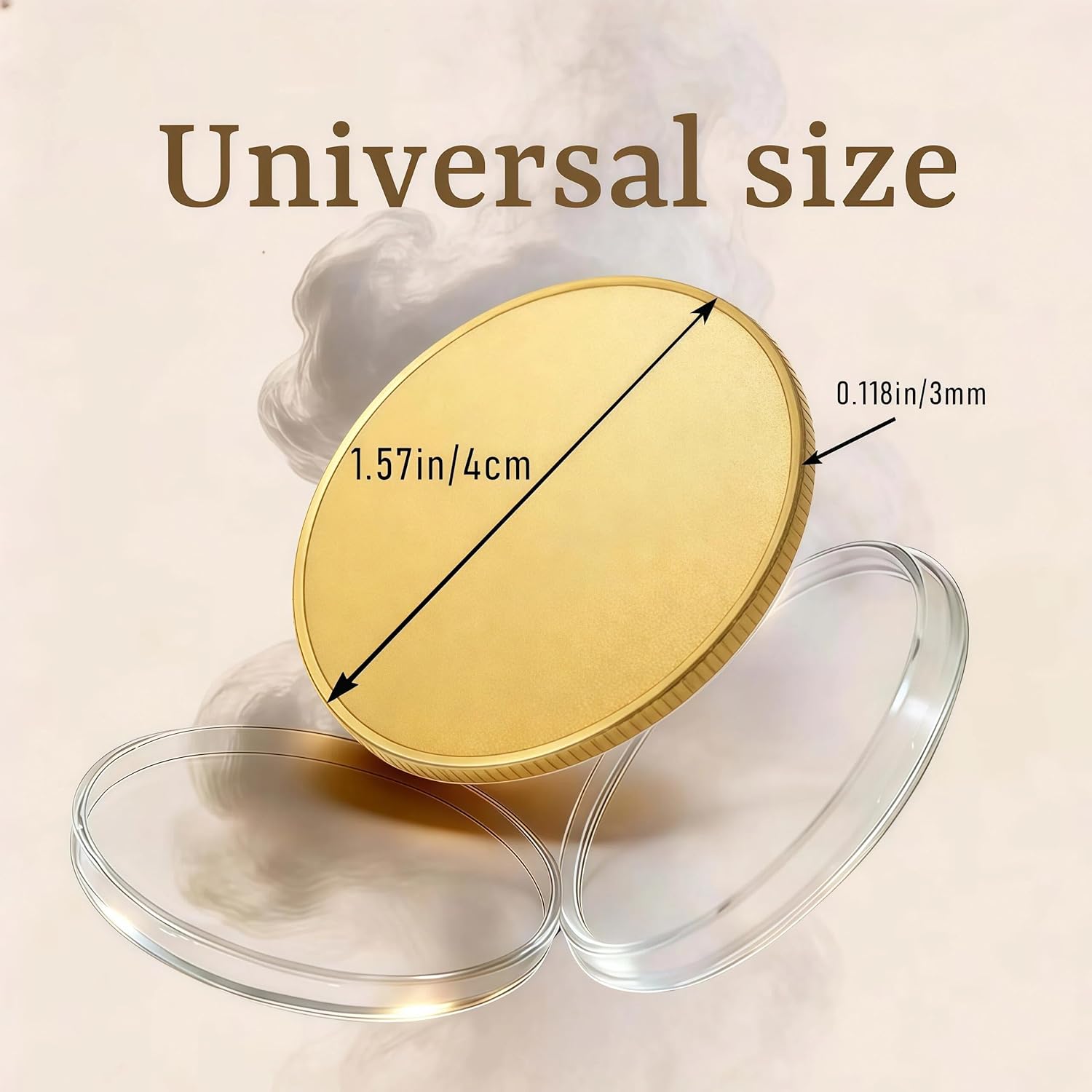 Disabeki Solid Brass Coin Blanks, 10 Pack, 40mm x 3mm, Round Discs for Engraving, Stamping, and Custom Challenge Coins