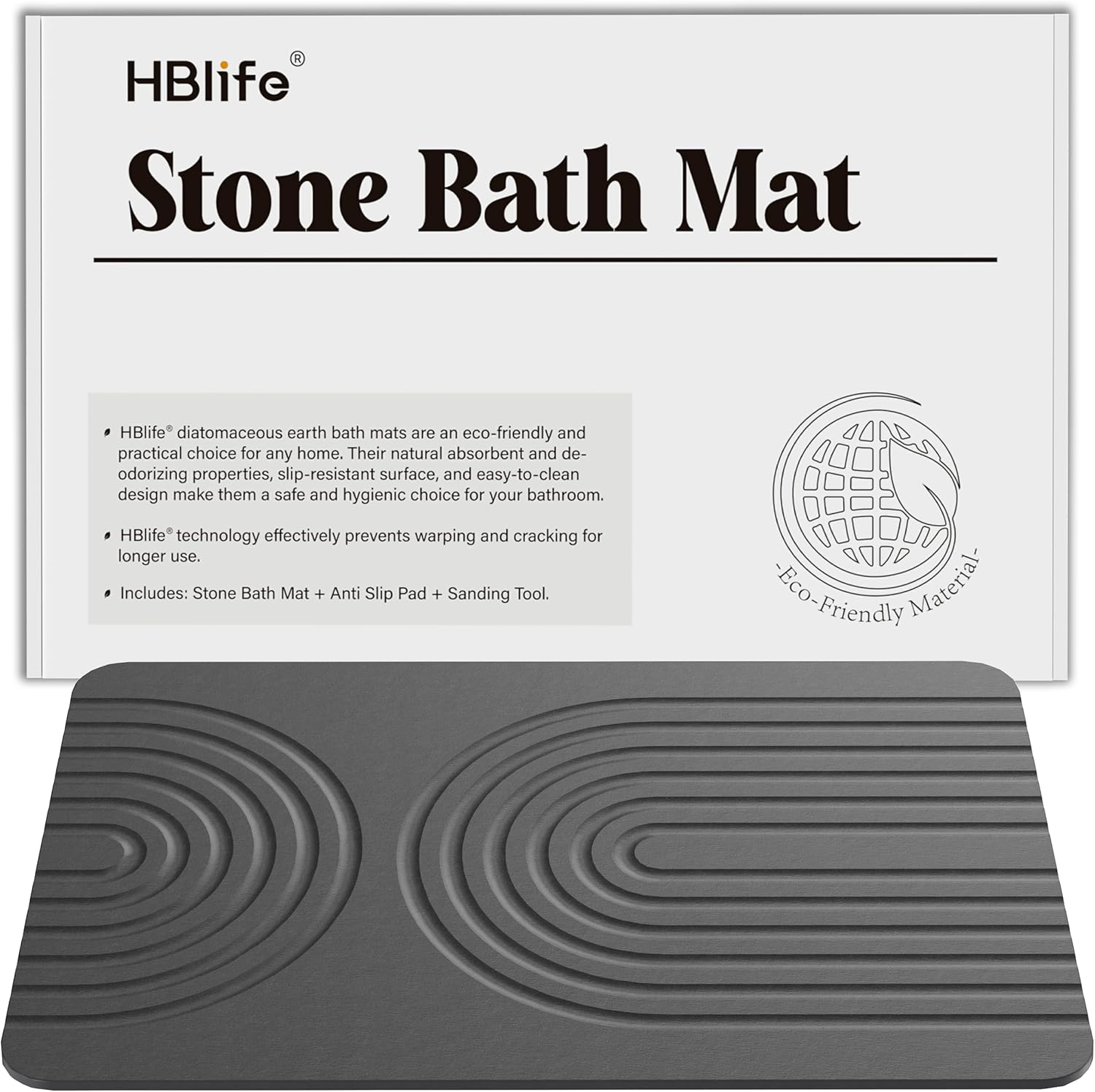 Amazon.com: HBlife Stone Bath Mat, Quick Dry Bath Mats for Bathroom ...