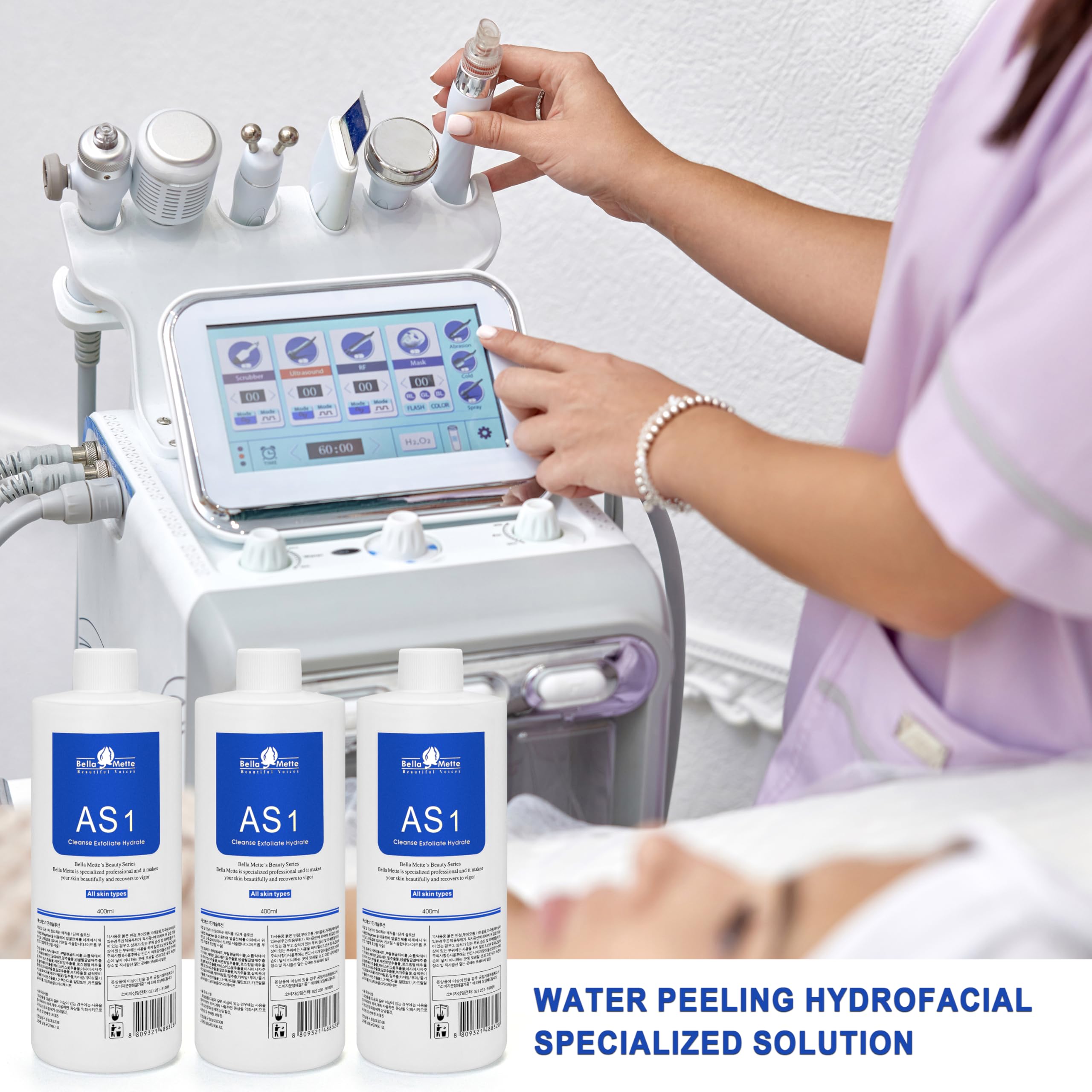 AS1 SA2 AO3 Aqua Peeling Solution Pielęgnacja skóry Aquapeel Serum do urządzenia do hydrodermabrazji twarzy Oczyszczanie i nawilżanie 400 ml/14,1 fl. oz. Zestaw 3 butelek AS1