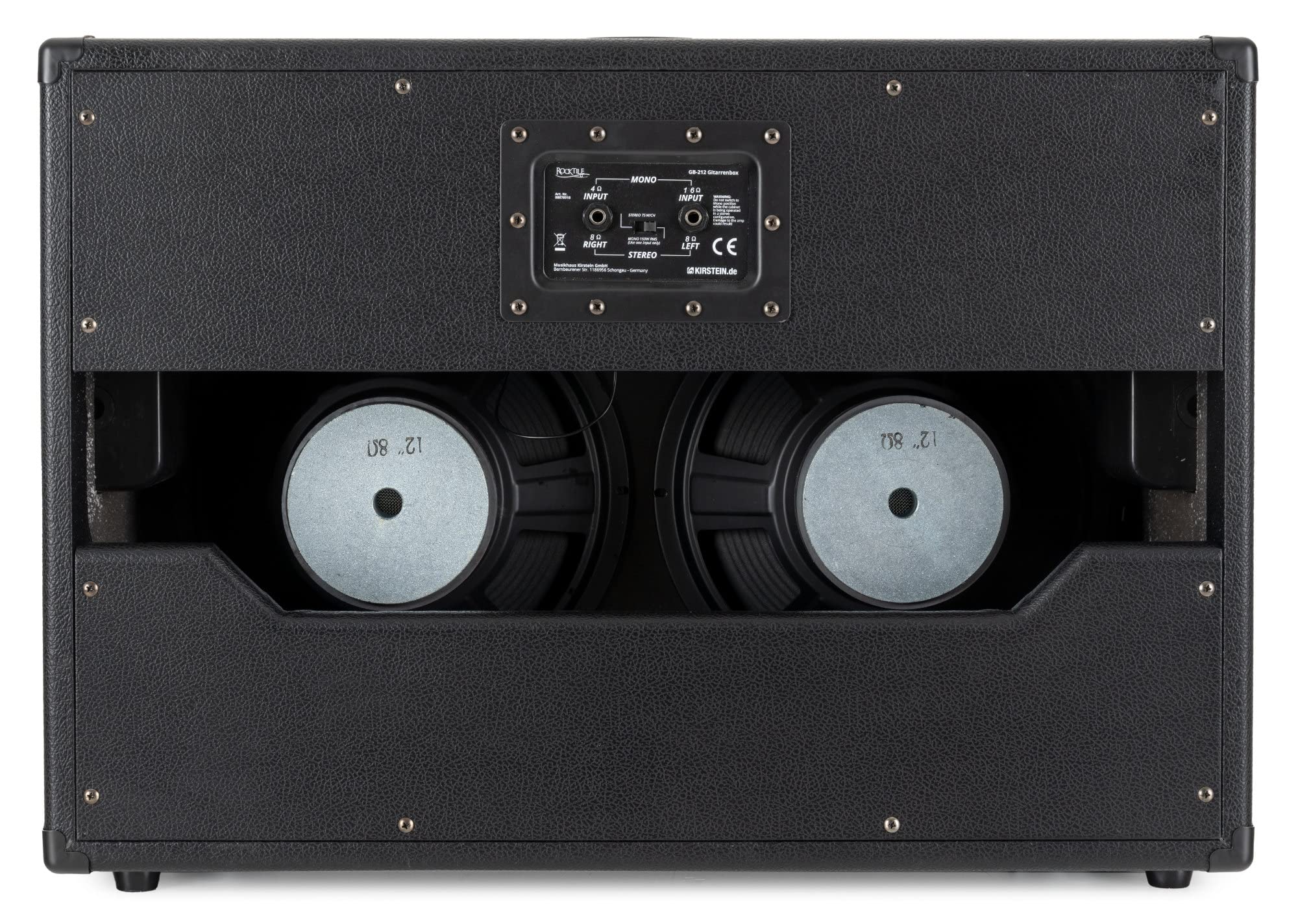 Rocktile GB212 Cassa per Chitarra - Cabinet per testate chitarra elettrica - 2x 12" speaker - Impedenza: 4, 8 o 16 Ohm - Potenza: 75 Watt Mono / 150 Watt Stereo - Ruote staccabili - Nero