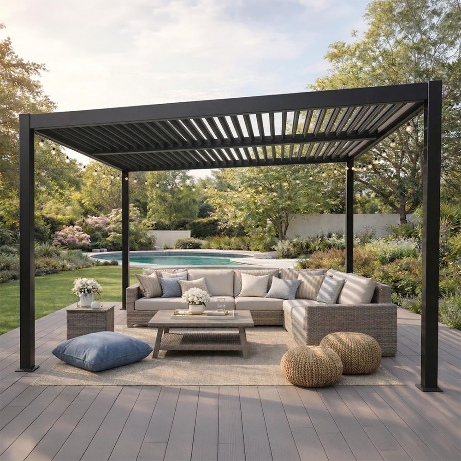 Pergola Bioclimatique CORFU Noir 3x3 m