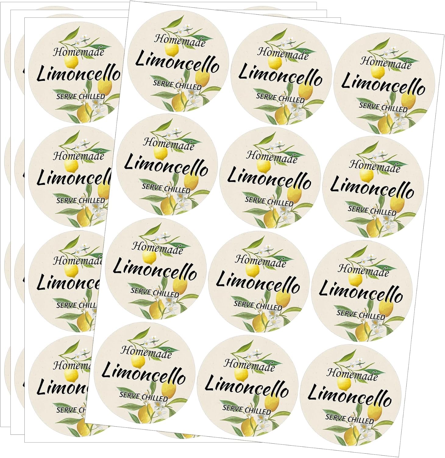 120 Pcs Christmas Lemon Wine Bottle Labels Homemade Lemon Wine Stickers Extracting Liqueur Hot Sauce Labels Spicy Sauce Stickers (Circular Lemon)