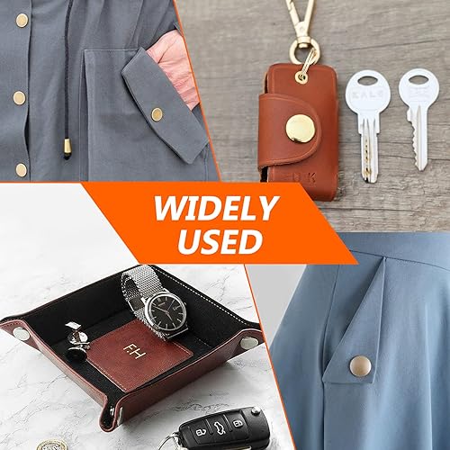 Miniatura 6 de Alritz Kit de cierres a presión de cuero de 0.67 pulgadas, 72 botones de metal con 4 herramientas de ajuste, broches de cuero de 6 colores para