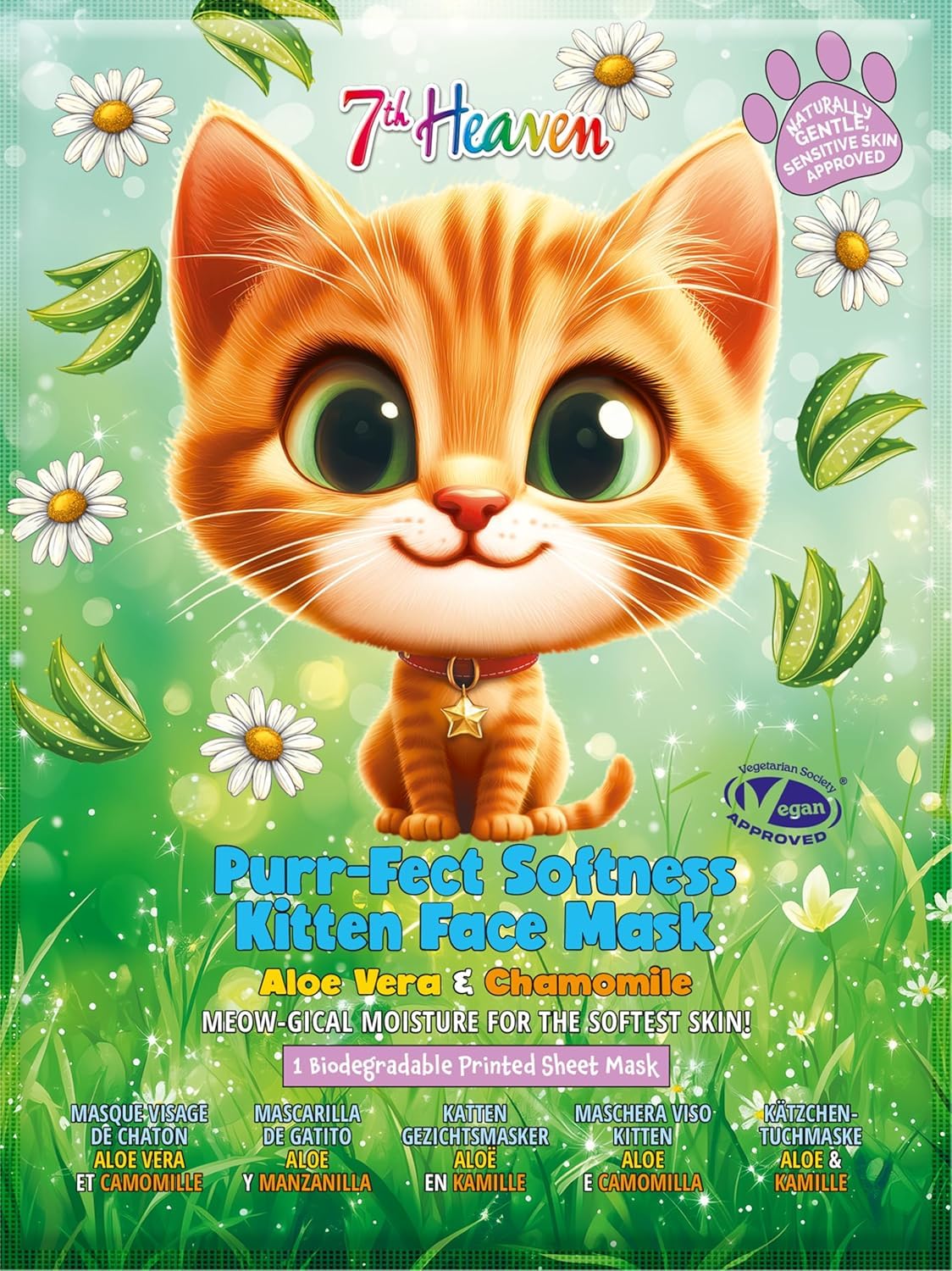 7th Heaven Kitten Face Sheet Mask with Cucumber & Aloe - 7th Heaven Kitten