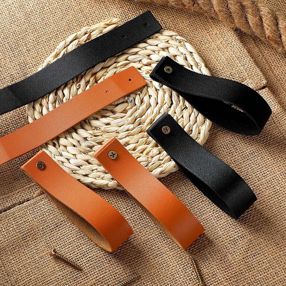 10 Crochets Muraux En Cuir PU Bohème - Support Tringle à Rideau, Sangles De Suspension