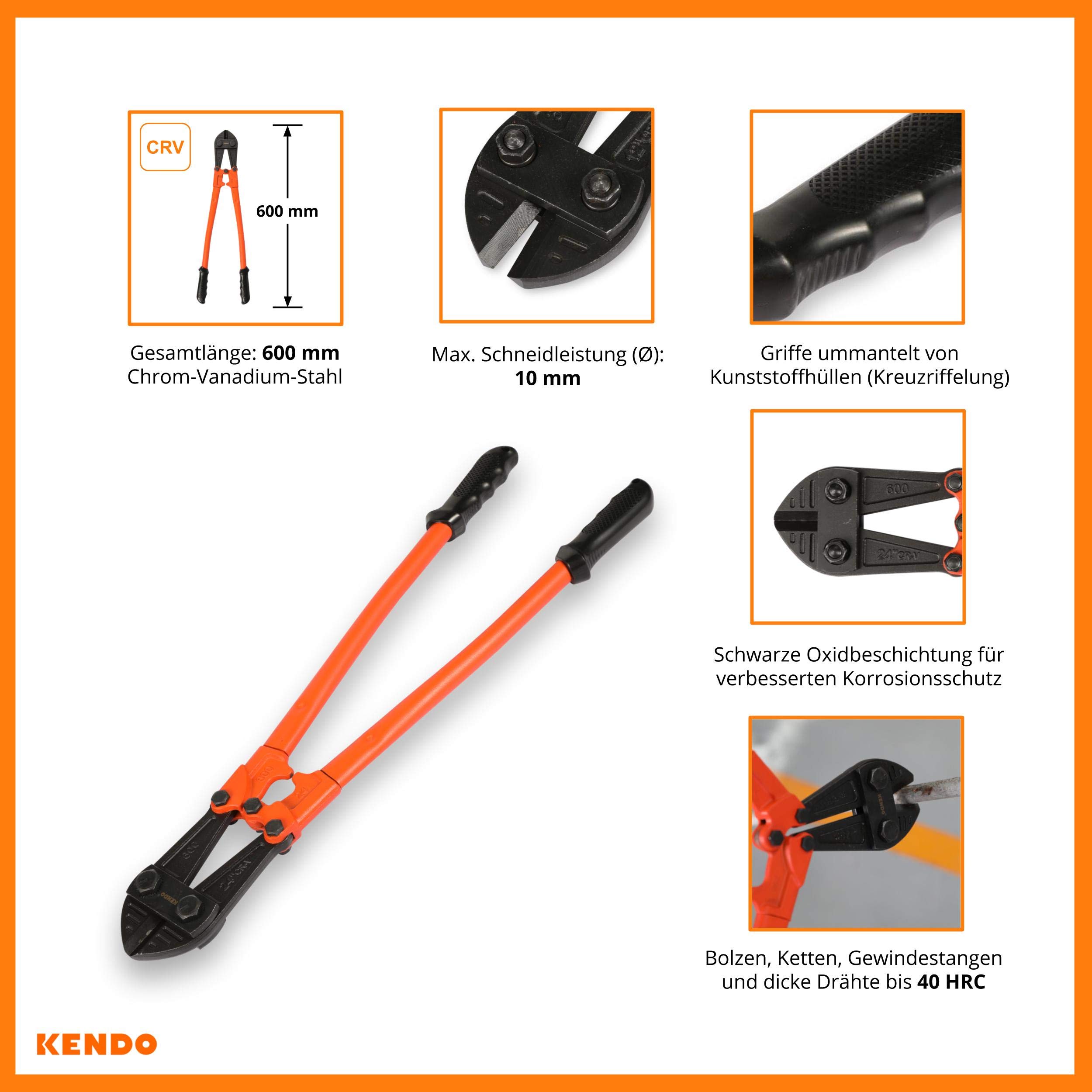 KENDO® - Tagliabulloni mini, confezione da 1 pezzo, Bolzenschneider, 600 mm, 1