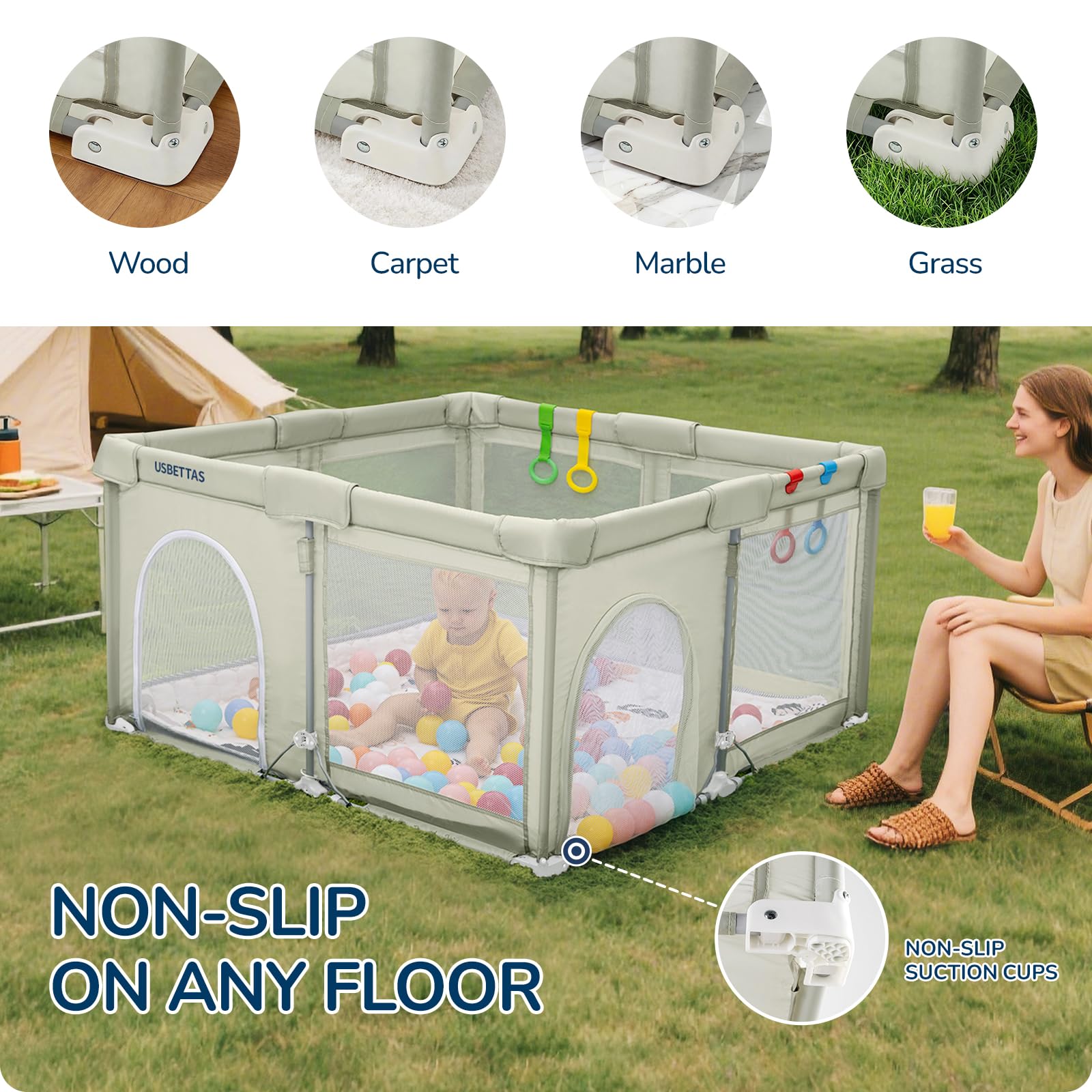 Amazon.com : usbettas Foldable Baby Playpen, 1-Minute Setup  display picture 1