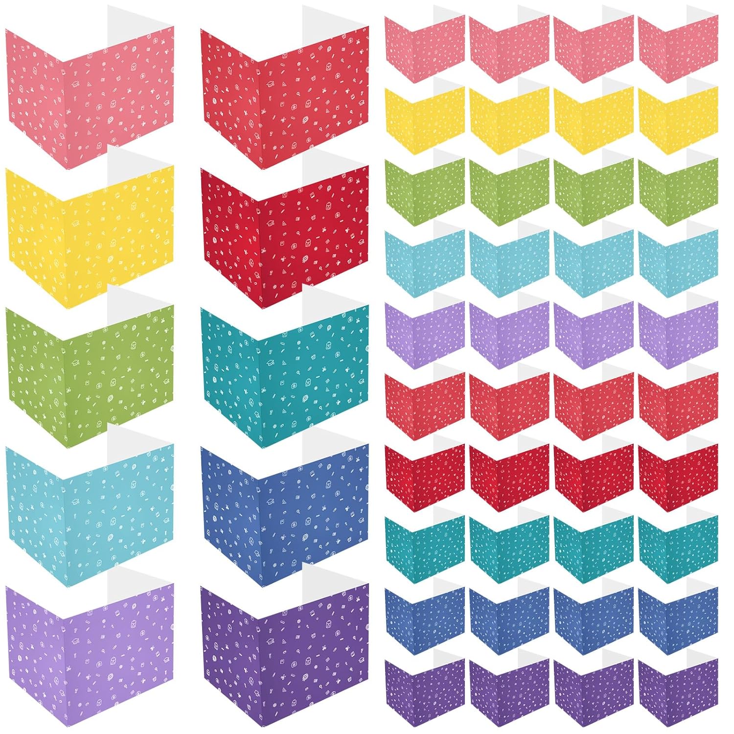 Sherr 50 Pcs Privacy Boards Bulk for Student Classroom Desk Divider Trifold Table Desk Privacy Panel Folders Screen Partition for Christmas School Teacher, 15.8x13.4x11.81 Inch(Stationery Style)