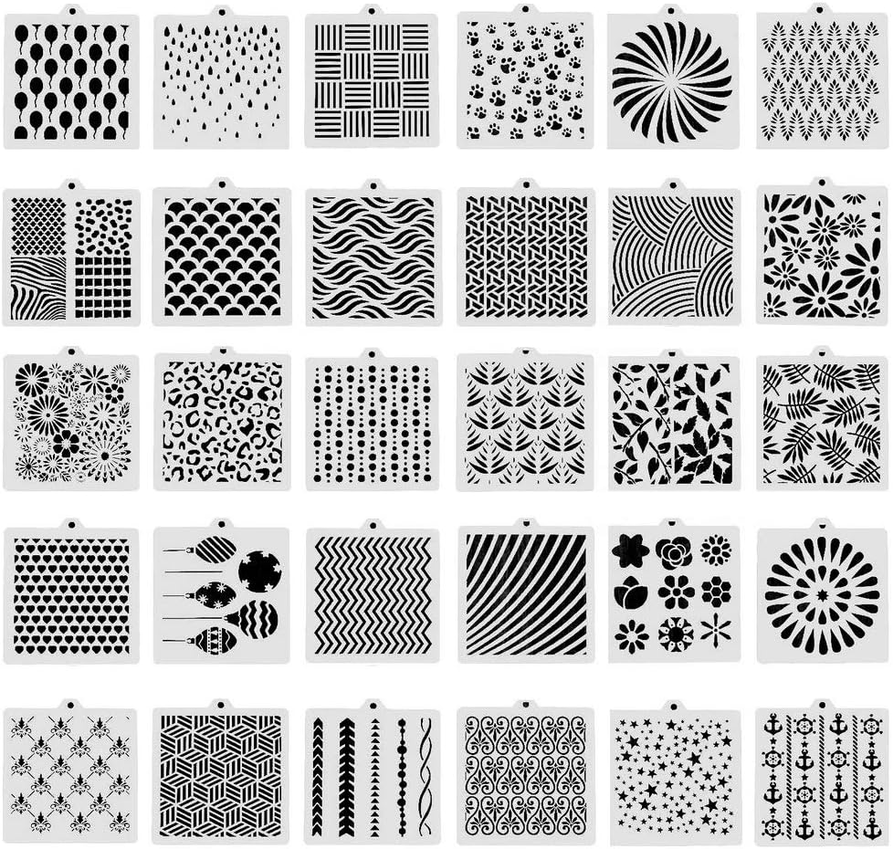30 Pcs Cookie Stencils 5.1 x 5.1 Inch Cakes Baking Stencils Floral Leaf Cake Stencil Airbrushs Stencil Painting Stencil Cake Decorating Stencil for Craft Birthday Wedding Party