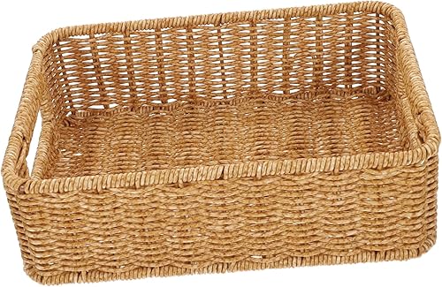 ABOOFAN Cesta de almacenamiento de escritorio tejida con capacidad para cocina, oficina y organización del hogar, elegante contenedor de ratán de