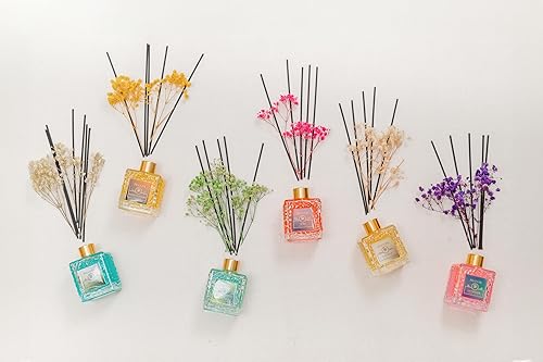 Miniatura 8 de PEANÄK - Aceite de fragancia de lavanda, juego de difusor de varillas de 6.7 onzas líquidas, con flores preservadas reales y 6 varillas de varillas
