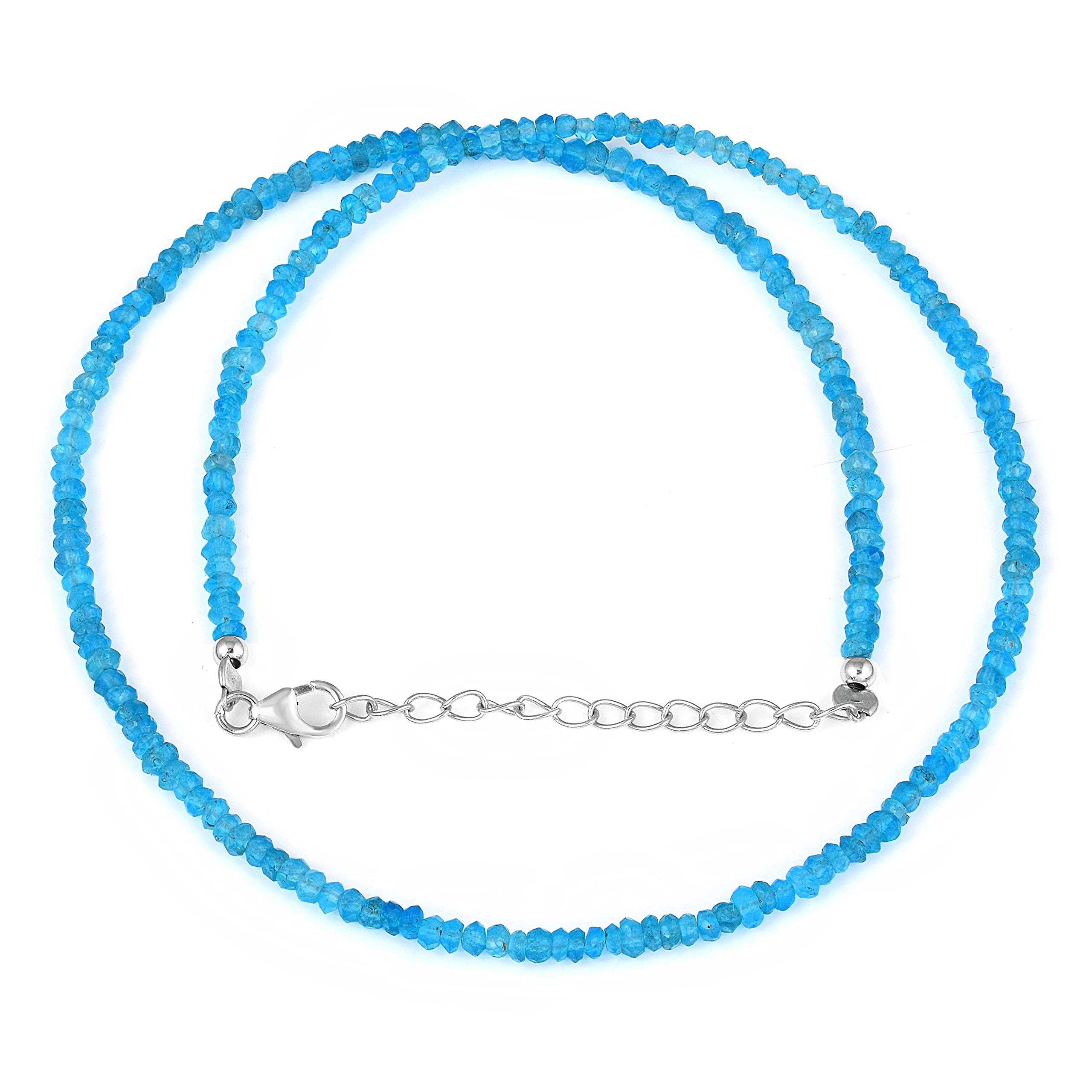 Collana In Apatite Neon Con Perline Sfaccettate – Pietra Naturale, Argento 925, Fatta A Mano In India - 4
