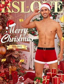 Amazon.com: RSLOVE Men's Christmas Boxer Briefs Set - Santa Gifts Men Red  Briefs Holiday Shorts Costume Underwear Outfits 2PCS With Hat L: Clothing,  Shoes & Jewelry