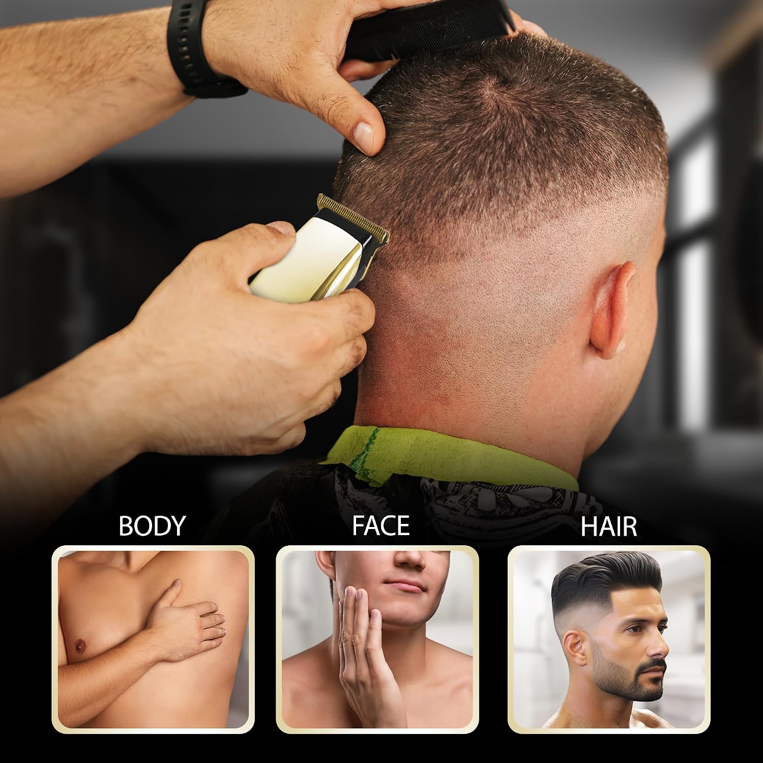 Cutting Edge Battery Trimmer for Men, Hypoallergenic Compact Trimmer with 3 Guide Combs (3mm, 6mm, 10mm) Self Sharpening Blades, Bump-Free & Irritation-Free, Requires 1 AA Battery (Not Included)