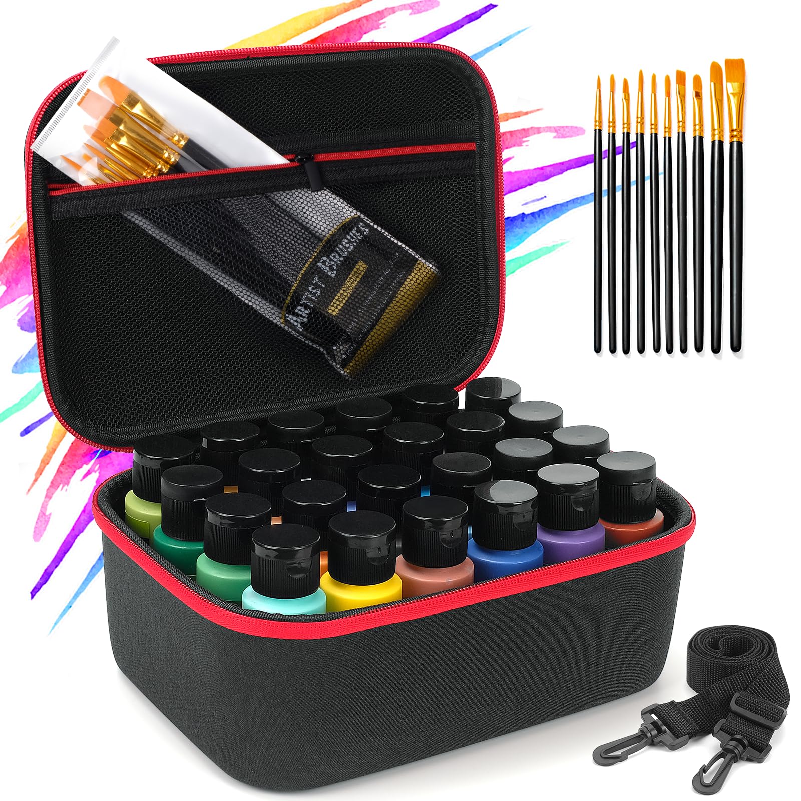 Photo 1 of Bjabtan Acrylic Paint Organizer for 24 Bottles, 2 oz, Black, Portable, Art Supplies Storage Caddy