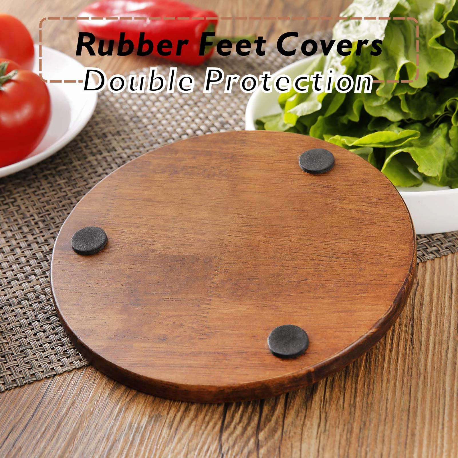 Untersetzer aus Gusseisen mit Holz, 2 Stück, Holzuntersetzer für heiße Gerichte, 20,3 cm, runde Küchen-Heißpads für Tisch und Küchentheke, hitzebeständig, rostfrei, rutschfest, langlebig,