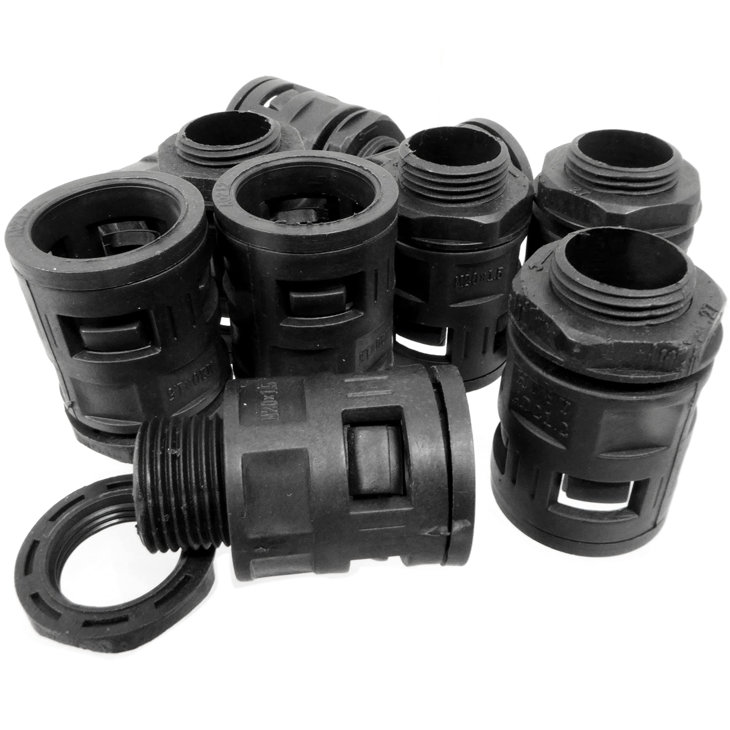 Conduit flexible noir avec presse-étoupes et clips pour protection des câbles à l'intérieur ou à l'extérieur 10 m x 20 mm