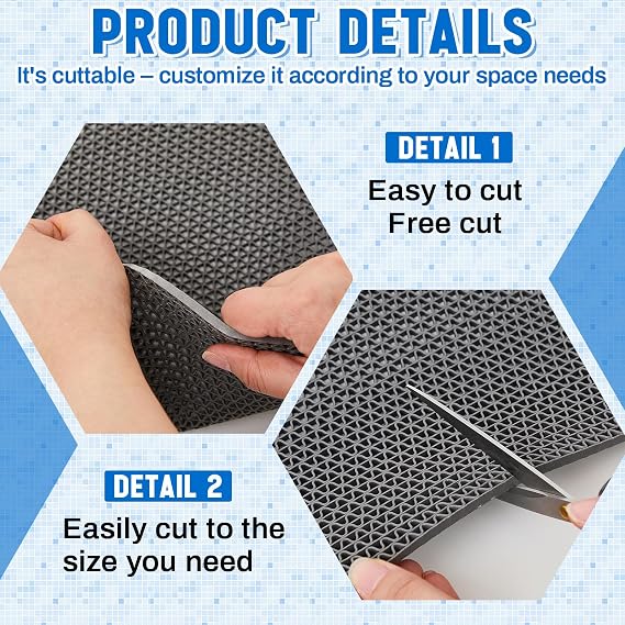 Tinideya Non Slip Drainage Mat Anti Slip Pool Floor Mat 0.2'' Thick Outdoor Indoor Doormat PVC with Holes Grease Resistant for Bathroom Garage Basement Backyard Commercial Kitchen 1.3x10ft