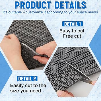 Tinideya Non Slip Drainage Mat Anti Slip Pool Floor Mat 0.2'' Thick Outdoor Indoor Doormat PVC with Holes Grease Resistant for Bathroom Garage Basement Backyard Commercial Kitchen 1.3x10ft