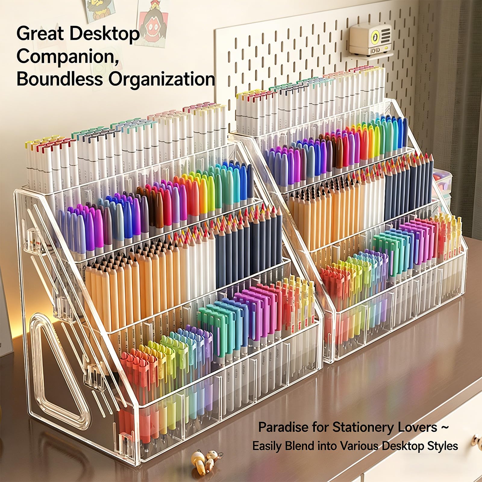 Desktop Stift Organizer mit mehreren Steckplätzen, Acryl Markierungsstift Rack für Zeichenstifte, Aquarell Marker, Textmarker, Studenten