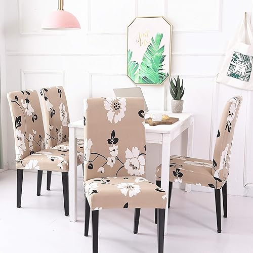 Vista 10 de ENOVA HOME Funda para silla de comedor moderna, elegante de poliéster y elastano, elástica, lavable, extraíble, suave y elástica