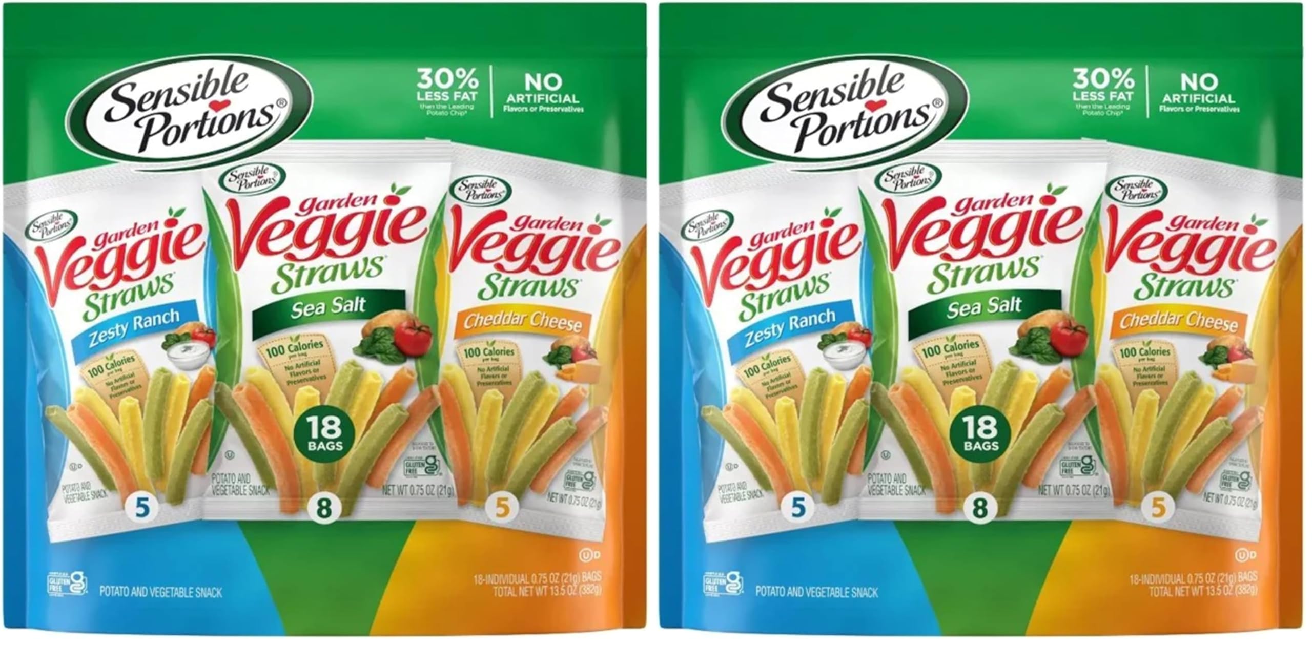 Garden Veggie Snacks - Veggie Straws Variety Pack, 18ct Polybag (Pack of 2)