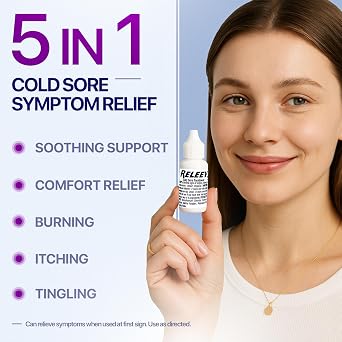 Releev 1Day Cold Sore Treatment Liquid, Fast-Acting Soothing of Pain and Itching, Topical Care for Fever Blisters & Lip Sores, 0.2 Ounces