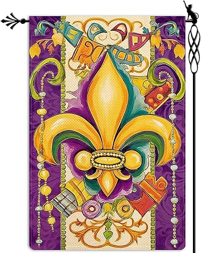 Jauageon Bandera de jardín de bienvenida Mardi Gras Fleur de Lis Bandera de jardín de bienvenida Nueva Orleans vertical de doble cara rústica de Jauageon Bandera de jardín de bienvenida Mardi Gras Fleur de Lis Bandera de jardín de bienvenida Nueva Orleans vertical de doble cara rústica de