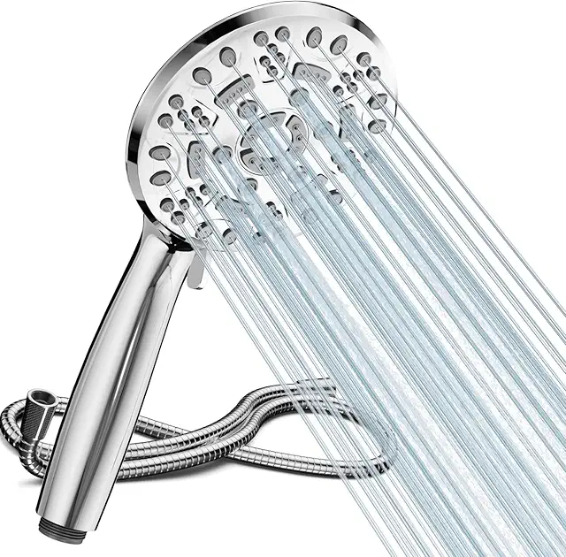 Imagen relacionada con Cobbe Alcachofa de ducha con manguera, ahorro de agua con 8 tipos de chorro, alcachofa de ducha de alta presión, gran ducha de lluvia (cromado)