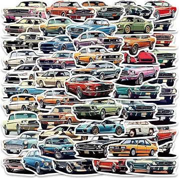 Vintage JDM Car Stickers for Laptop Water Bottle Hydroflask Phone Pad Computer Guitar Luggage Notebook Skateboard Bike Motorcycle Bumper, 50Pcs Retro Racing Car Decals for Kids Teens Adult Fans