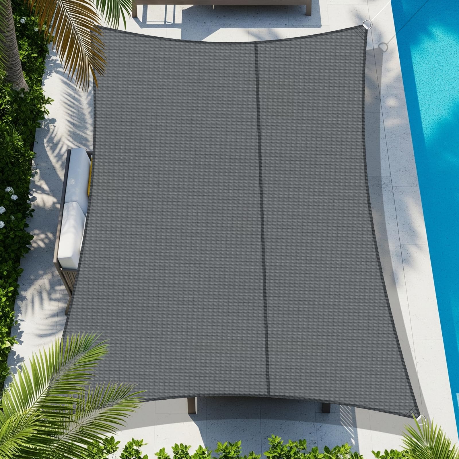 COOL AREA Toldo Vela de Sombra Impermeable Rectángulo 2x3m UV Block Resistente a la Intemperie para Patio Jardín Patio Exterior,Arena — view 13