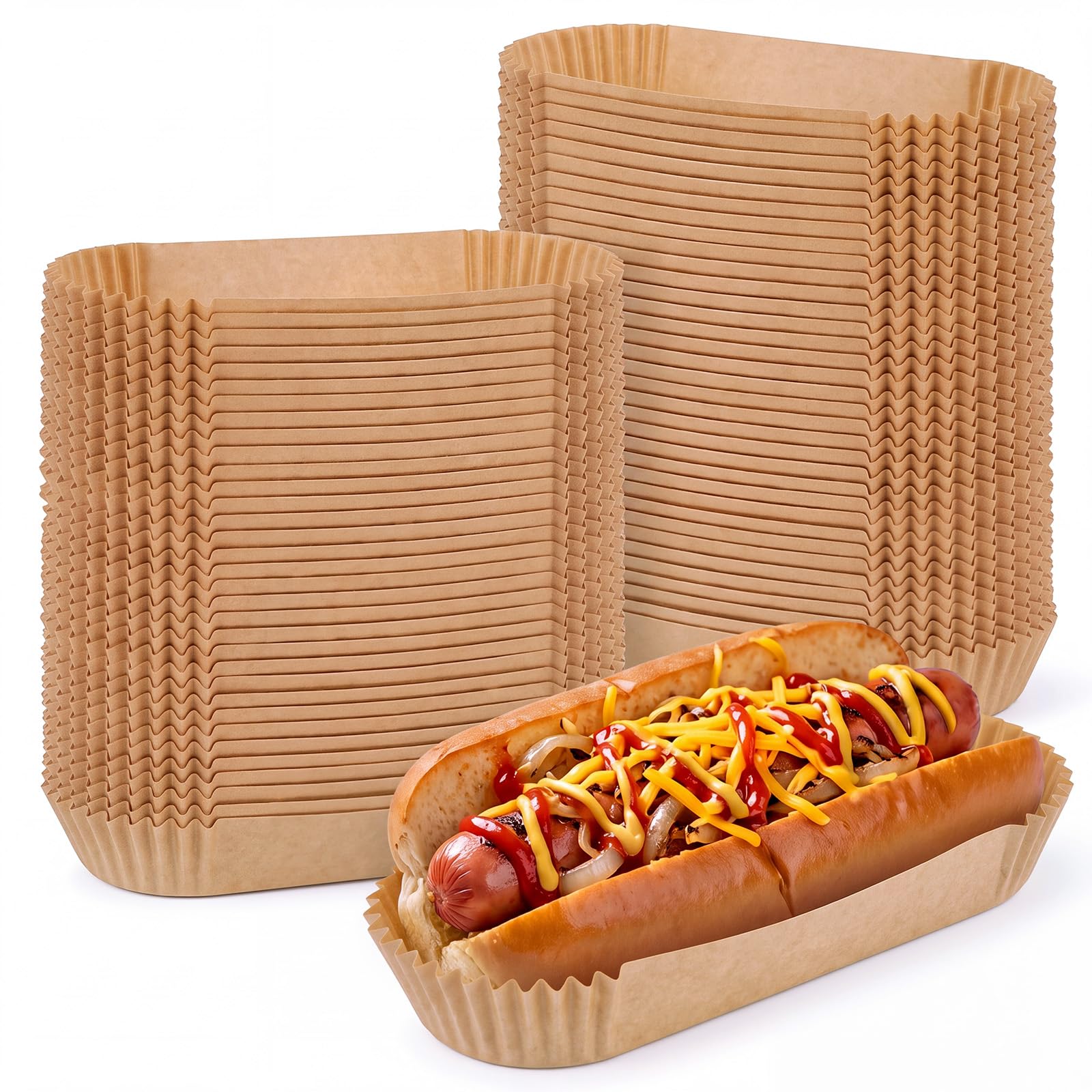 Gersoniel 100 Pcs Kraft Fall Paper Hot Dog Trays, Disposable Food Boats