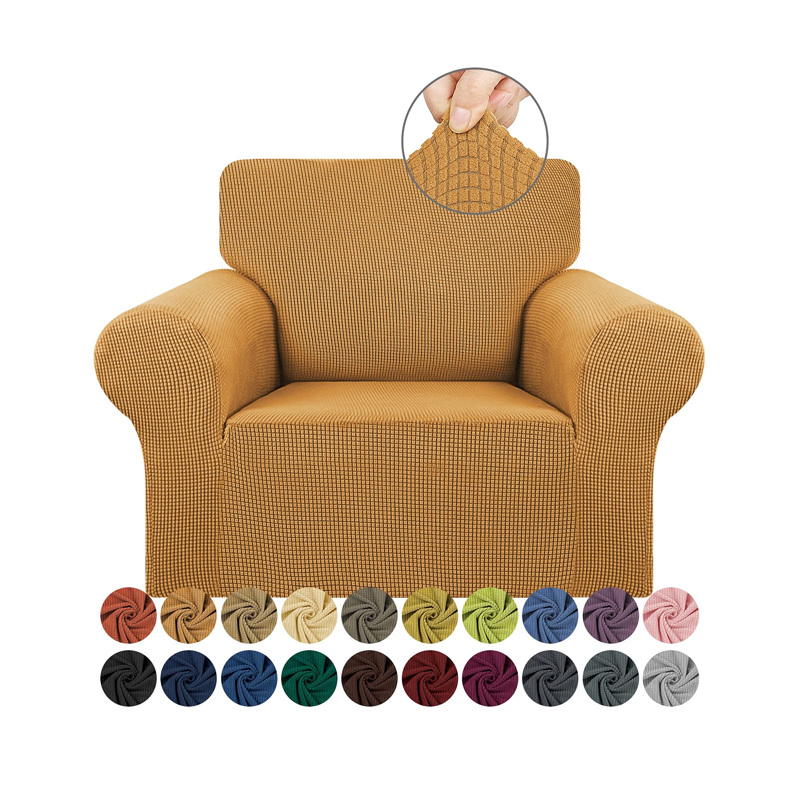 KEKUOU Stretch Single Sofa Slipcover 1 Piece Couch Sofa Cover (31"-55") Furniture Protector 1 Seater Sofa with Elastic Bottom for Kids,Pet.Jacquard