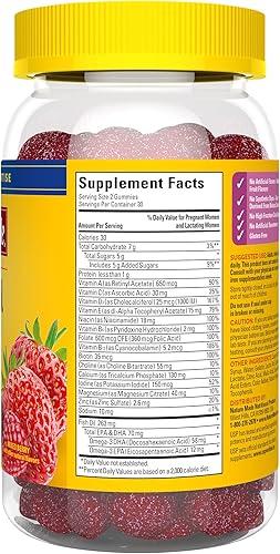 Miniatura 9 de Nature Made Gomitas prenatales con DHA y ácido fólico suplemento de vitaminas prenatales y minerales para apoyo nutricional diario 60 gomitas y