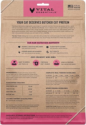 Miniatura 2 de Vital Essentials Alimento crudo liofilizado para gatos, pollo mini nibs entrante, 12 onzas