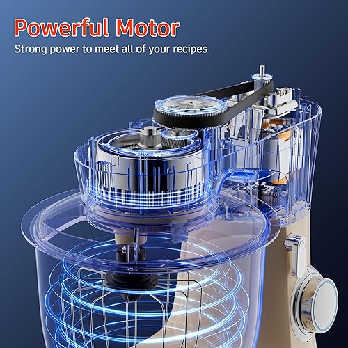 Miniatura 10 de ZZR SEVEN Batidora de pie, batidora de masa, batidora de pan, batidora de pastel con tazón SS de 5.5 cuartos de galón, motor de cobre de 450 W,