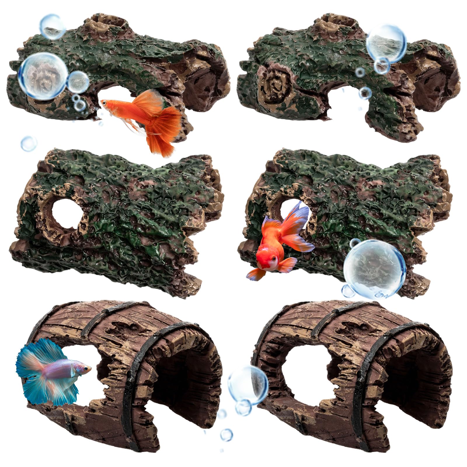 Zyekiu As Shown In The Picture 6 Pack Fish Tank Decorations Aquarium Wood Driftwood For Aquarium Artificial Polyresin Tree Root Drift Wood Stump Fish Tank Ornament Terrarium Vivarium Reptile Cave Hide