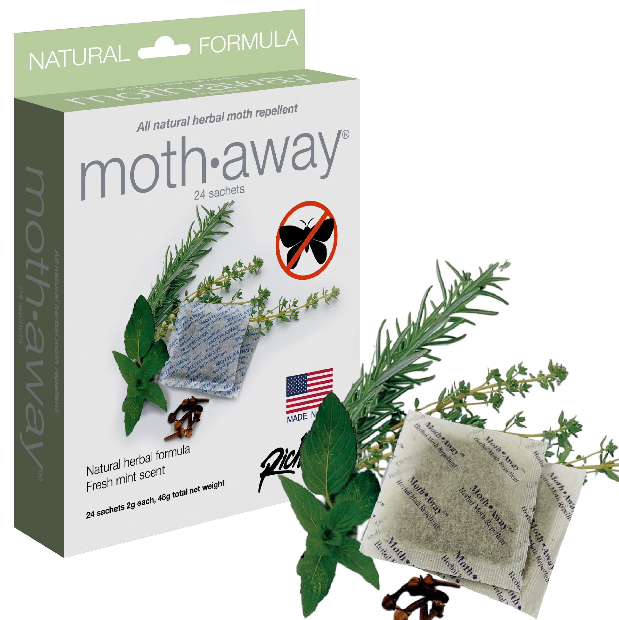 Richards Homewares Moth Away Sachets Nontoxic (White) (24 Sachets) by Richards