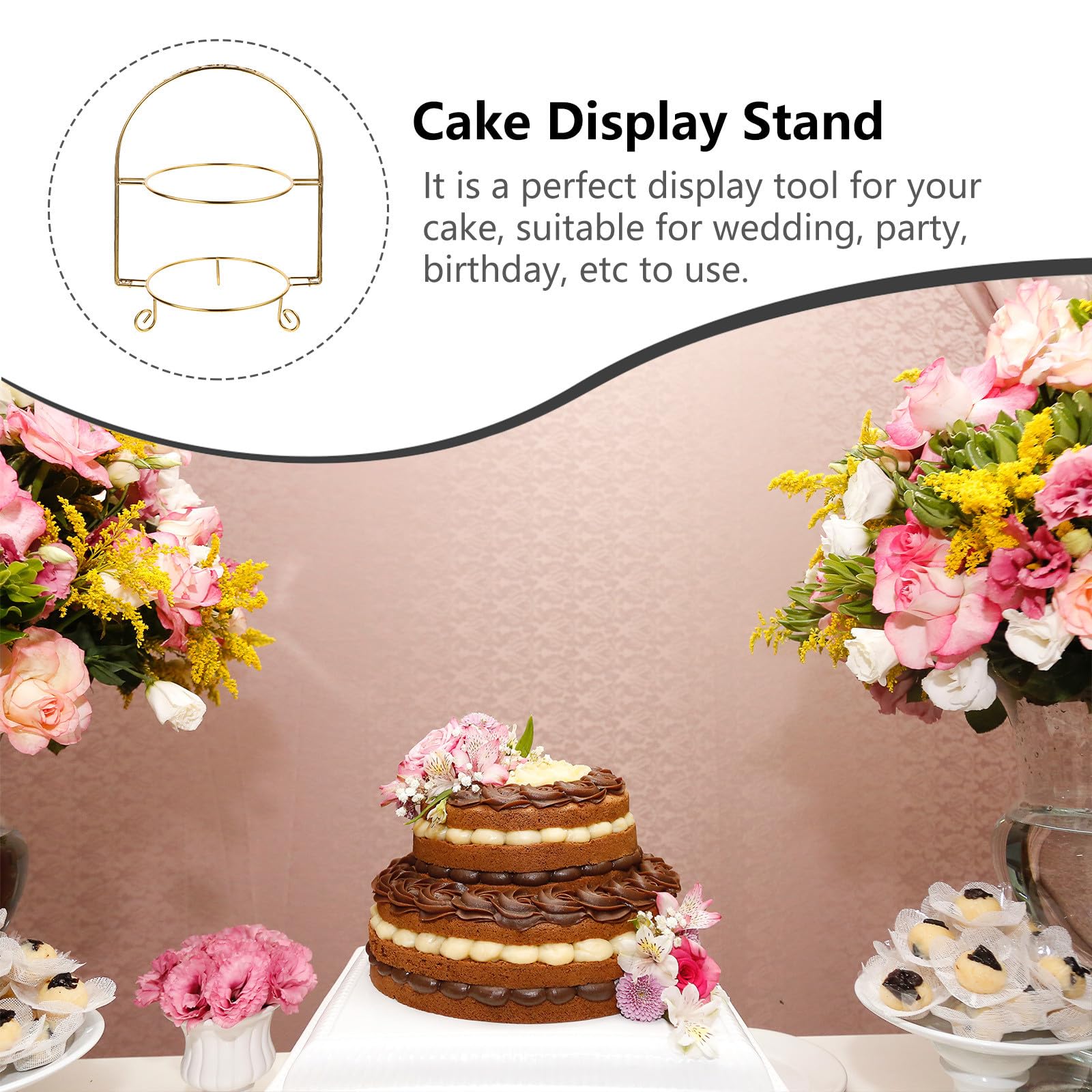 Alzatina Porta Torte Stile Europeo a 2 Livelli in Ferro per Torte Elegante per Esposizione Dolci Feste e Matrimoni