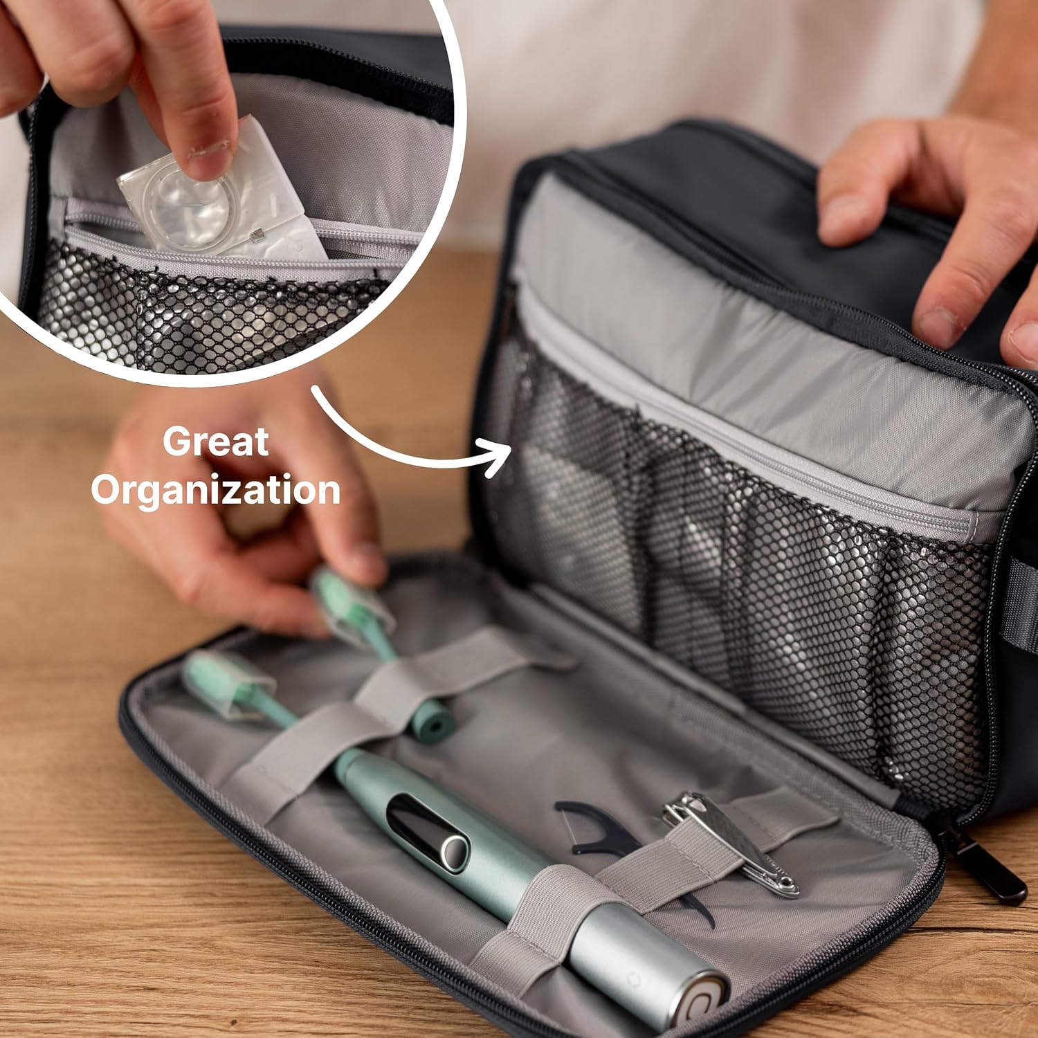 Carrywell (Not Made In China) Toiletry Bag For Men, Shaving Kit, Travel Organizer Dopp Kit, Interior Compartments and Pockets For Toiletries and Accessories, Black