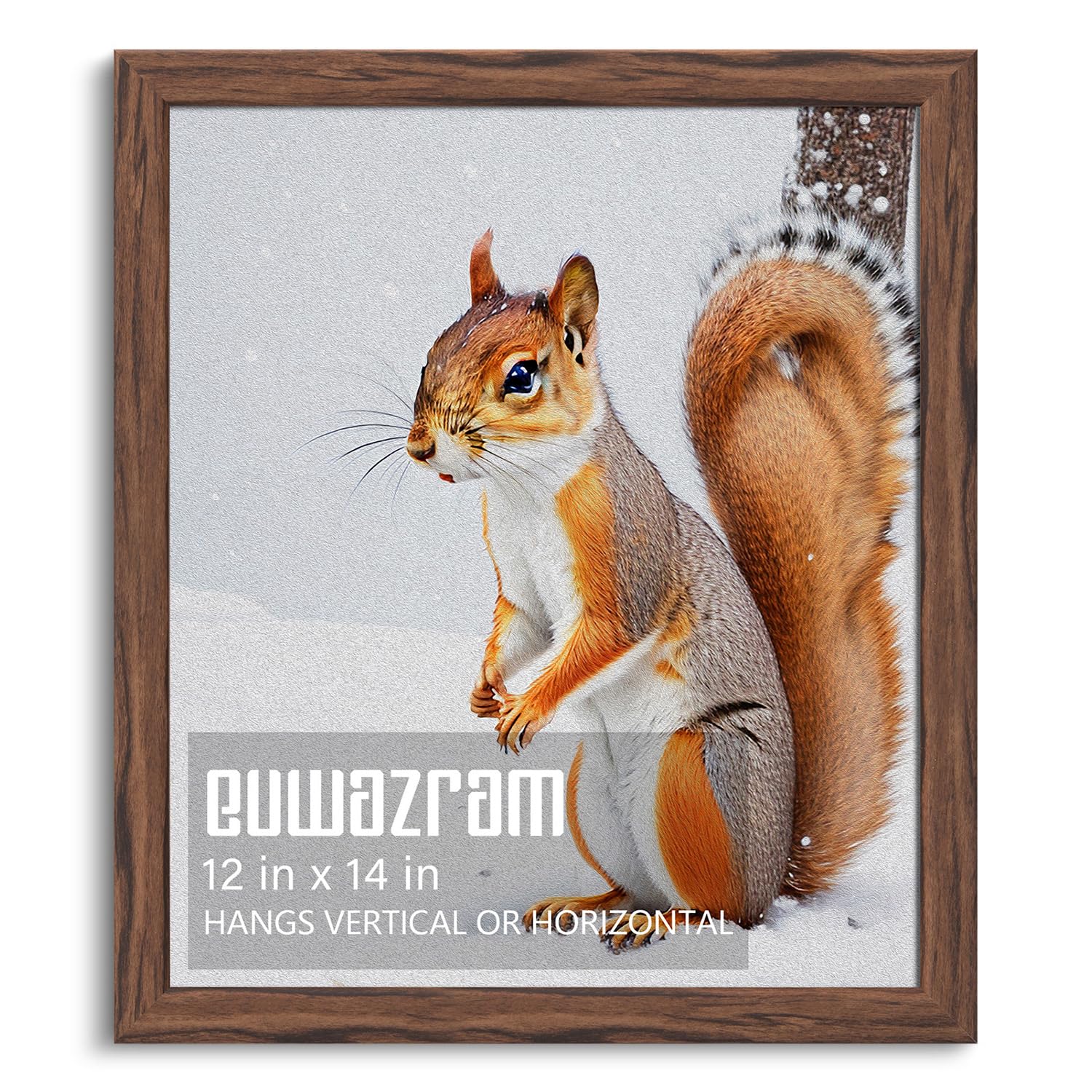 euwazram Rustic Walnut 12x14 Frame - Single Frame, 12 x 14 Poster Frame for Artwork, Puzzles, Photos and Movie Posters Picture Frames